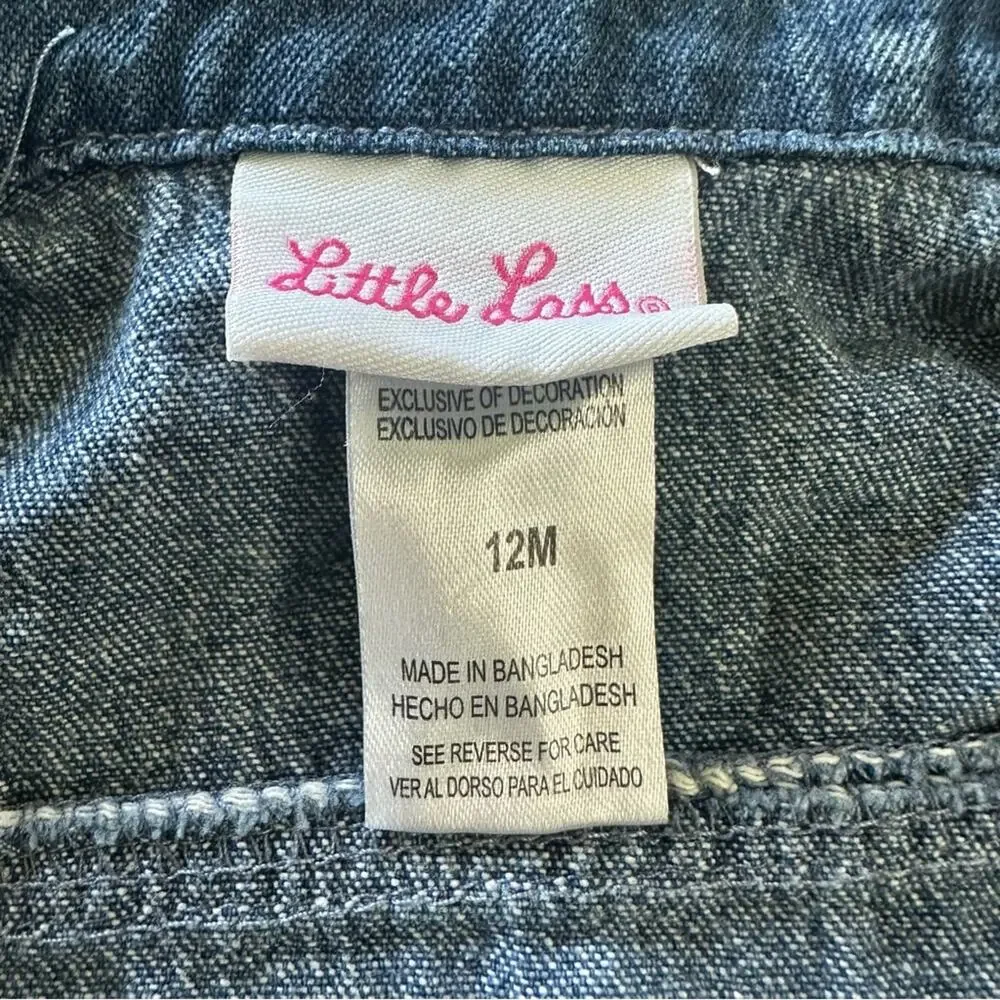 Little Lass Toddler Girl’s Blue Denim Jacket, Floral Embroidery, 100% Cotton,12m